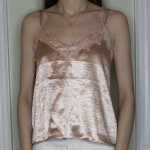 F21 Rose gold lace trim top